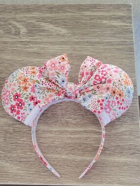 Floral Pink Bow Minnie Ears Headband - Women Accessories